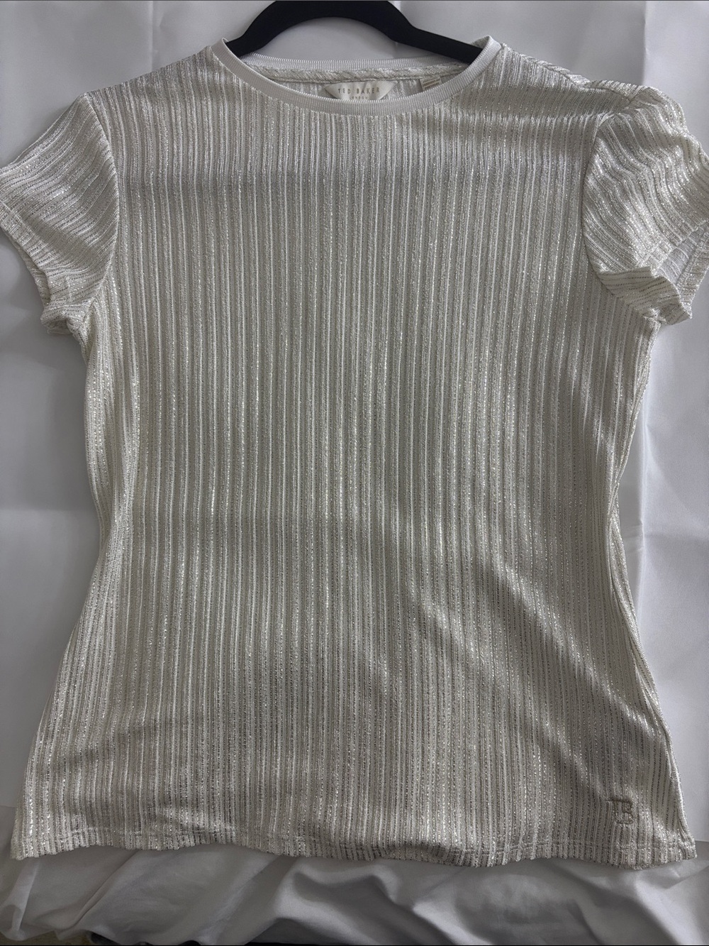 Ted Baker London Cream Metallic Ribbed Tee
